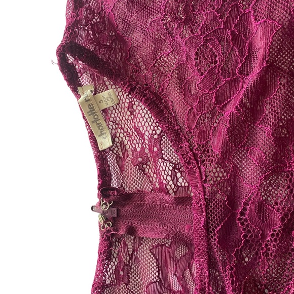 Vintage Charlotte Russe Amaranth Magenta Lace Pencil Dress - Picture 14 of 14